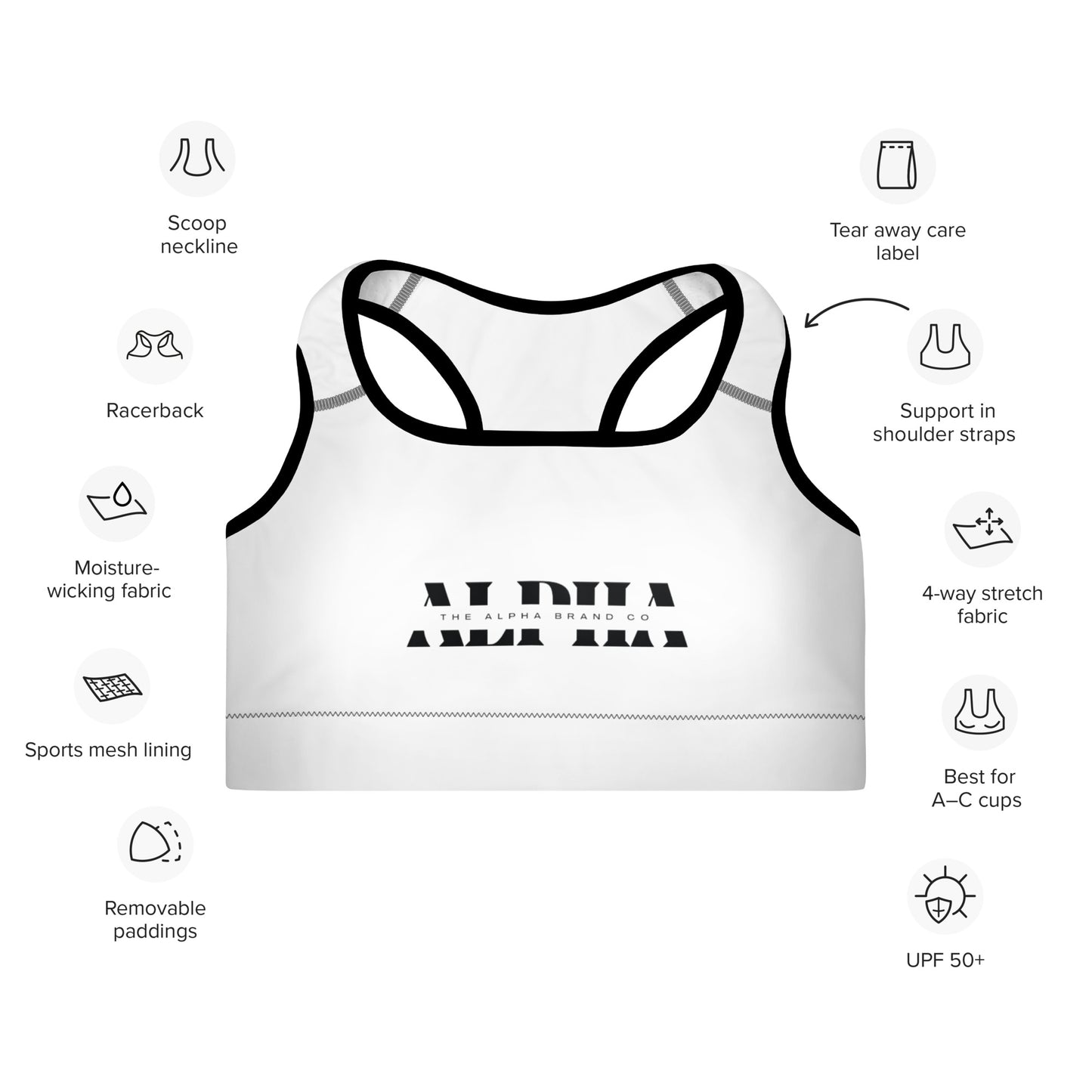 Alpha Brand Bold Padded Sports Bra